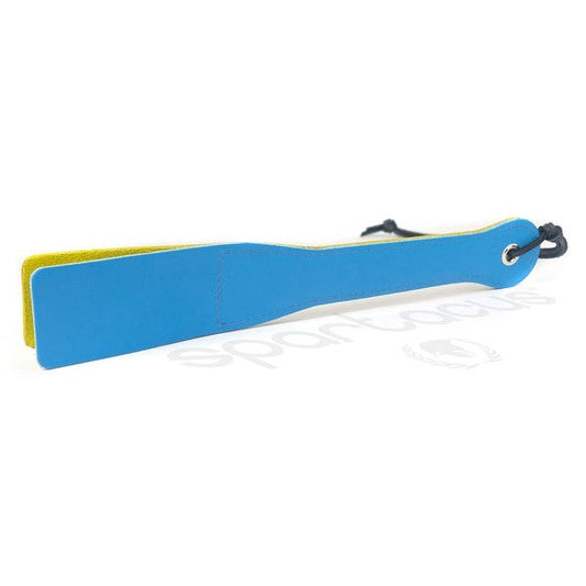 Spartacus Latigo Leather Slapper - Vibrant Blue & Yellow Design - Paddles And Slappers