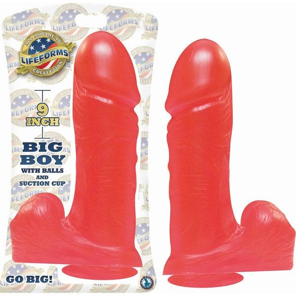 LIFEFORMS Big Boy With Balls & Suction Cup 9 Inch Jelly Realistic Dildos