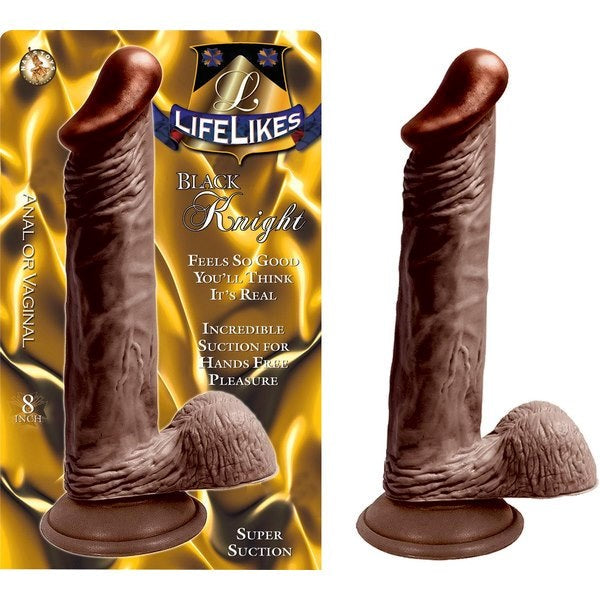 LIFELIKES Black Knight Reallistic 7 Inch Cock With Balls Realistic Dildos