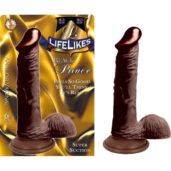 LIFELIKES Black Prince Reallistic 5 Inch Cock With Balls Realistic Dildos