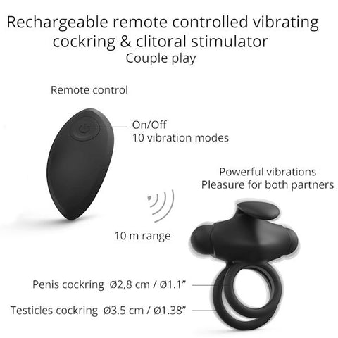 LOVE TO LOVE Dual-Ring Remote Vibrator with Clit Stimulation - Vibrating Cock Rings