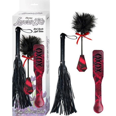 LOVERS KITS - Bondage Whip, Tickler, and XOXO Paddle Set - Bondage Kits