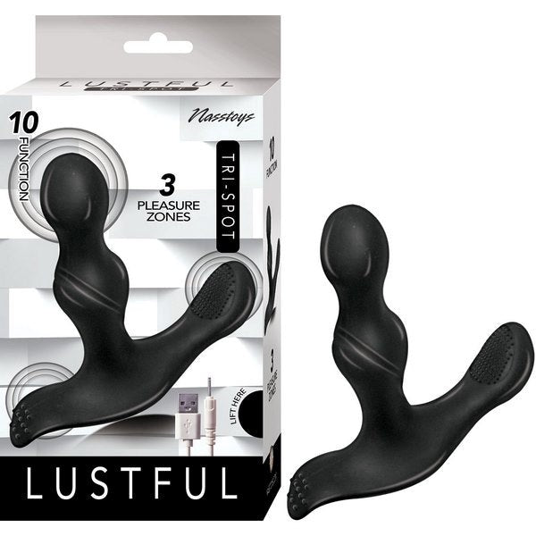 LUSTFUL Tri-Spot Insertable P or G-Spot Massager Prostate Toys