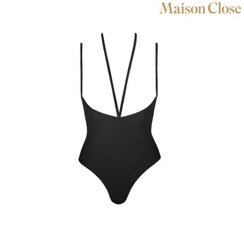 MAISON CLOSE Black Bodysuit Thong With Naked Breast - Teddies and Bodysuits