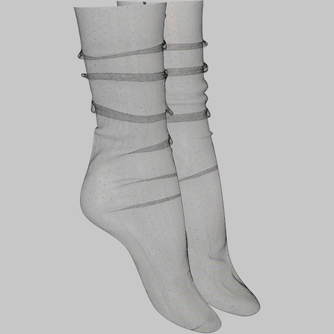 Maison Close Nylon Floral Patterned Dress-Up Socks - Fancy Dress Ups