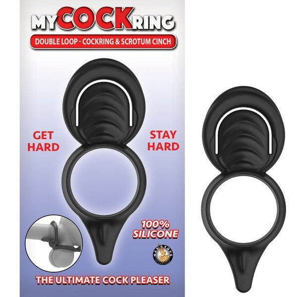 MY COCKRING Double Loop Cockring, Scrotum Cinch Stretchy Cock Rings