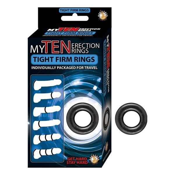 MY TEN ERECTION RINGS Tight Firm Cock Rings Black Stretchy Cock Rings