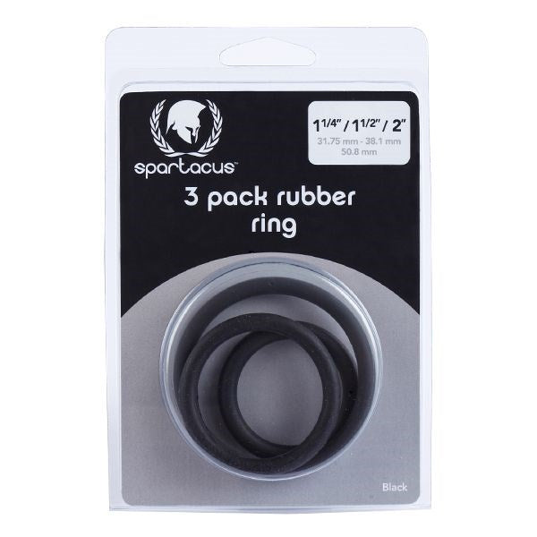 Rubber 3 Piece Cock Ring Set Black For ED Treatment Stretchy Cock Rings