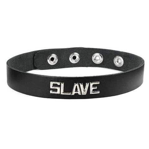 Spartacus Premium Leather BDSM Wordband Collar - Cum Dump - Collars and Leads