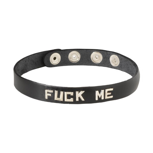 Spartacus Leather Wordband Collar - FUCK SLUT Collars and Leads