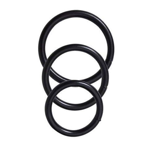Steel 3 Piece Cock Ring Set Black - Steel Cock Rings