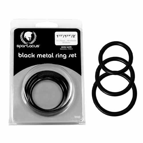 Steel 3 Piece Cock Ring Set Black Steel Cock Rings