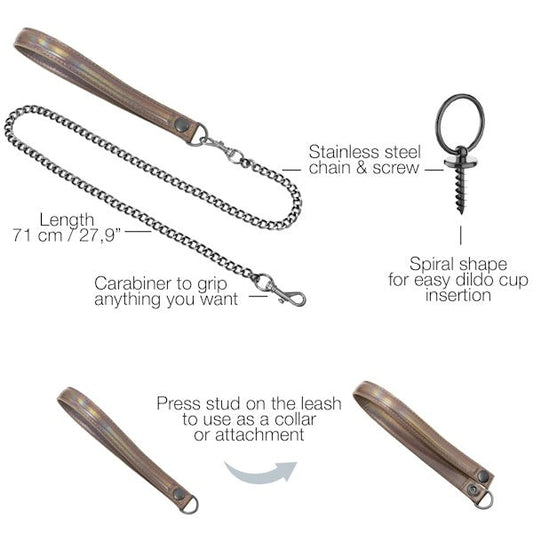 Strap-On-Me Bondage Collar, Leash, and Dildo Ring Set Collars and Leads