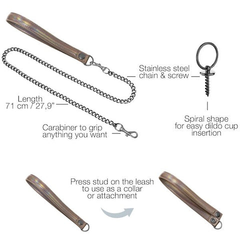 Strap-On-Me Bondage Collar, Leash, and Dildo Ring Set - Collars and Leads