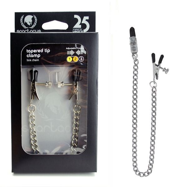 Tapered Broad Tip Nipple Clamps With Link Chain Nipple and Clit Clamps