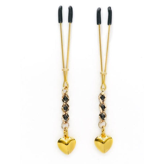Tweezer Nipple Clamp With Heart Pendant - Nipple and Clit Clamps