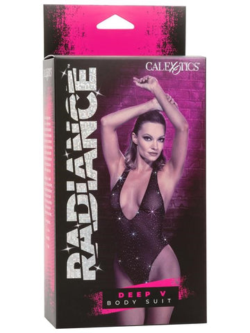 Radiance Deep V Rhinestone Mesh Bodysuit with Thong - Teddies and Bodysuits