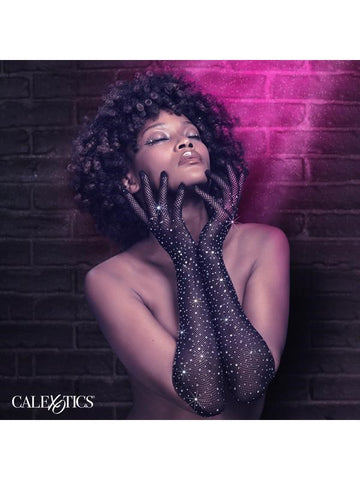 Radiance Full Length Mesh Gloves for Bold, Dazzling Style - Wigs and Gloves