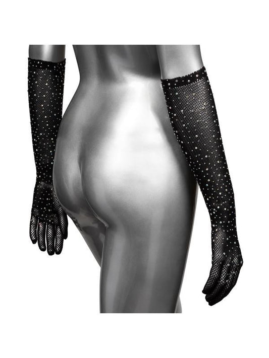 Radiance Full Length Mesh Gloves for Bold, Dazzling Style - Wigs and Gloves