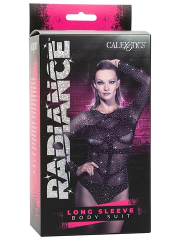 Radiance Long Sleeve Mesh Bodysuit With Thong - Teddies and Bodysuits