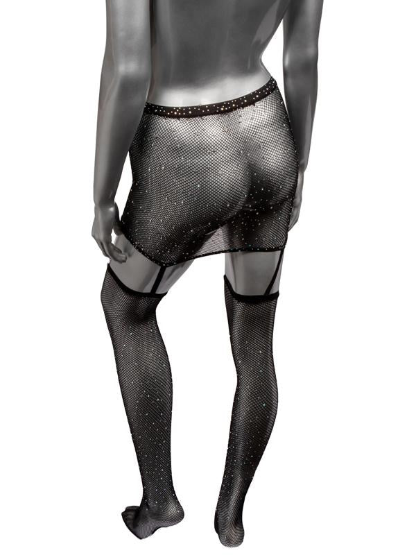 Radiance One Piece Plus Size Womans Garter Skirt With Thigh Highs Fishnet and Thigh Highs