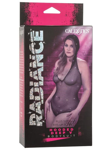 Radiance Plus Size Hooded Deep V Soft & Stretchy Bodysuit - Teddies and Bodysuits