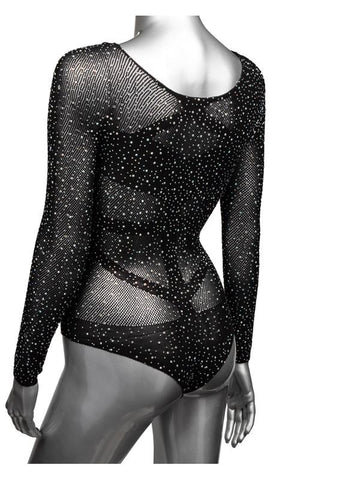 Radiance Plus Size Long Sleeve Mesh Bodysuit And Thong - Teddies and Bodysuits