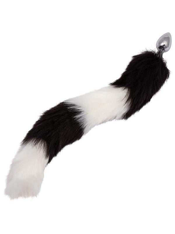 Running Wild Black and White Metallic Anal Probe with Long Tail Butt Plugs