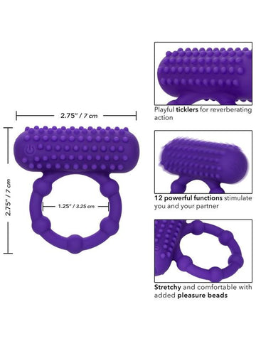 Silicone 12 Functions Rechargeable 5 Bead Maximus Ring - Vibrating Cock Rings