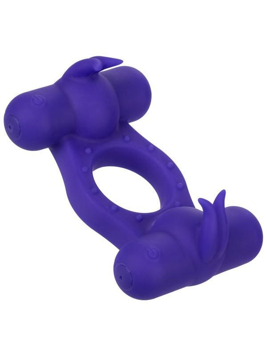 Silicone 12-Functions Rechargeable Triple Orgasm Enhancer Ring - Vibrating Cock Rings