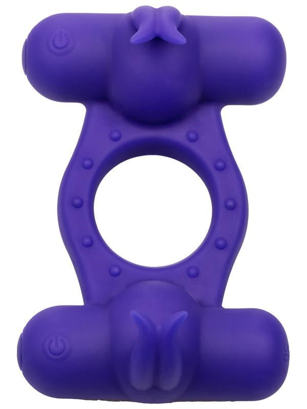 Silicone 12-Functions Rechargeable Triple Orgasm Enhancer Ring Vibrating Cock Rings