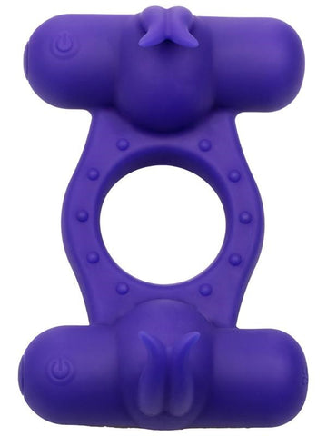 Silicone 12-Functions Rechargeable Triple Orgasm Enhancer Ring - Vibrating Cock Rings