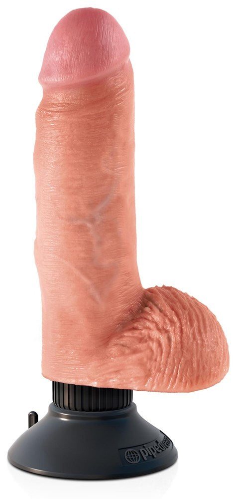 King Cock 7 inch Realistic Vibrating Cock with Balls Vibrating Dildos