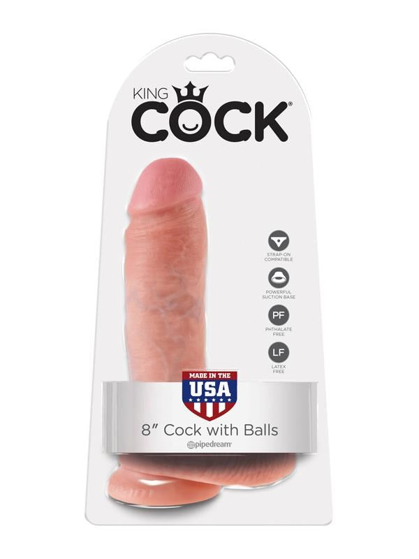 King Cock 8 Inch Realistic Dildo with Balls and Suction Cup Realistic Dildos