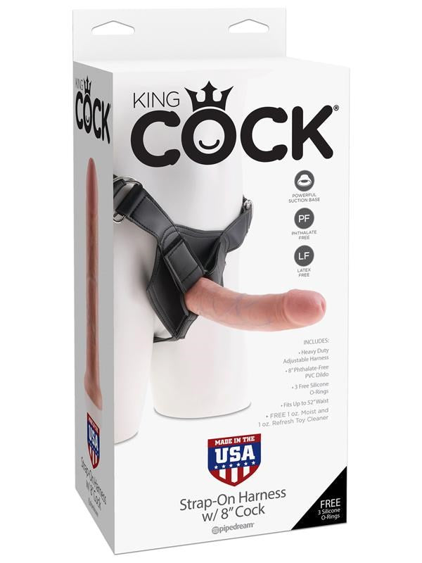 King Cock Strap-On Harness with 8 inch Realistic Cock Strap On Sextoys