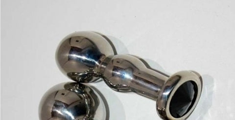 Indulge in Blissful Sensations - Hell's Couture Gem-Adorned Anal Plug - Steel Sex Toys