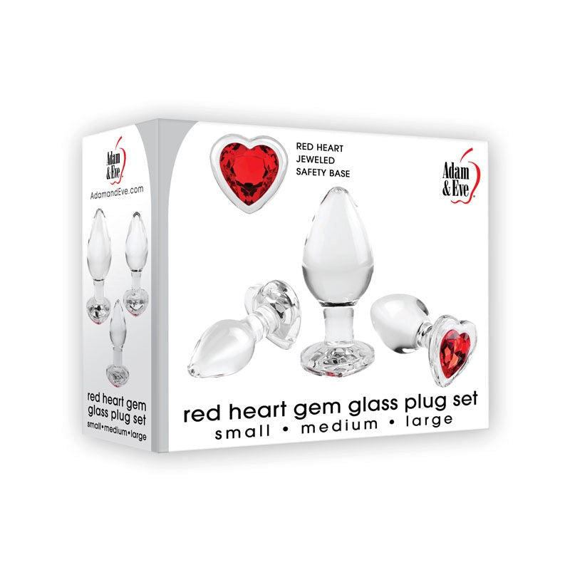 Adam & Eve Heart Gem Glass Plug Set Butt Plugs