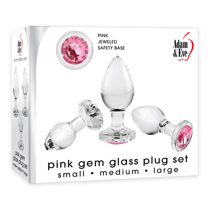 Adam & Eve Heart Gem Glass Plug Set Butt Plugs