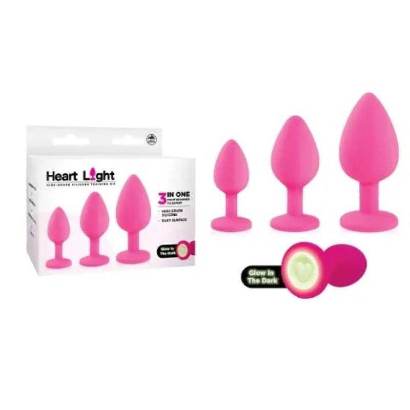 Heart Light Silicone Anal Training Kit Butt Plugs