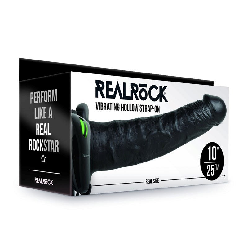 REALROCK Vibrating Hollow Strapon 10 inch Strap On Sextoys