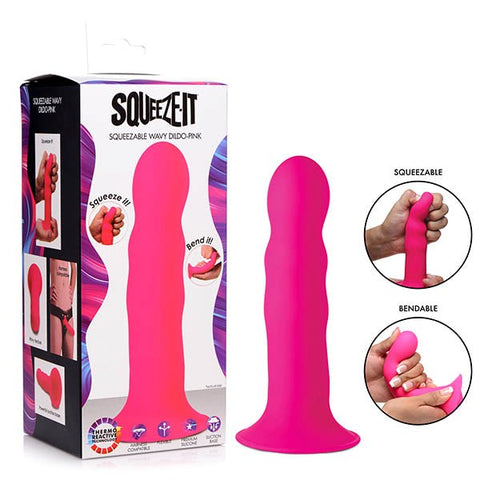 XR Brands Squeeze-It Wavy Dildo - Bendable Delight for Intimate Enjoyment - Realistic Dildos