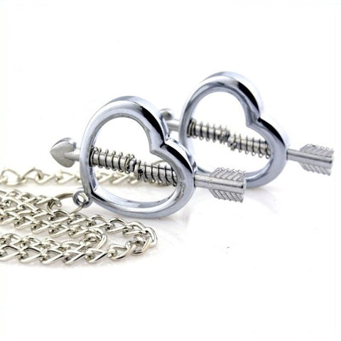 Cupid Nipple Press Clamps With Chain - Breast and Nipple Toys
