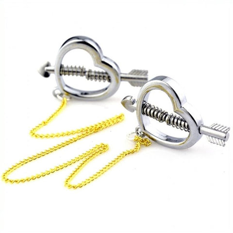 Cupid Nipple Press Clamps With Chain - Breast and Nipple Toys