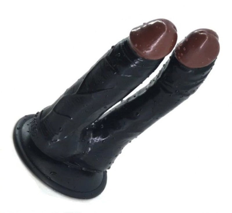 Double Dildo With Suction Cap Butt Plugs