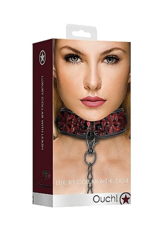 Ouch! Luxury Collar with Leash - Masks And Blindfolds