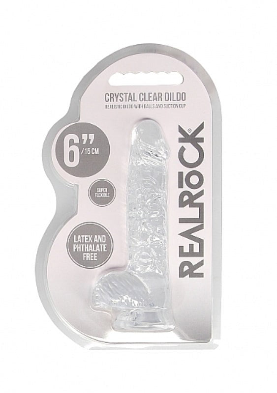 Realrock Crystal Clear Dildo with Balls 6 inch Non-Realistic Dildos