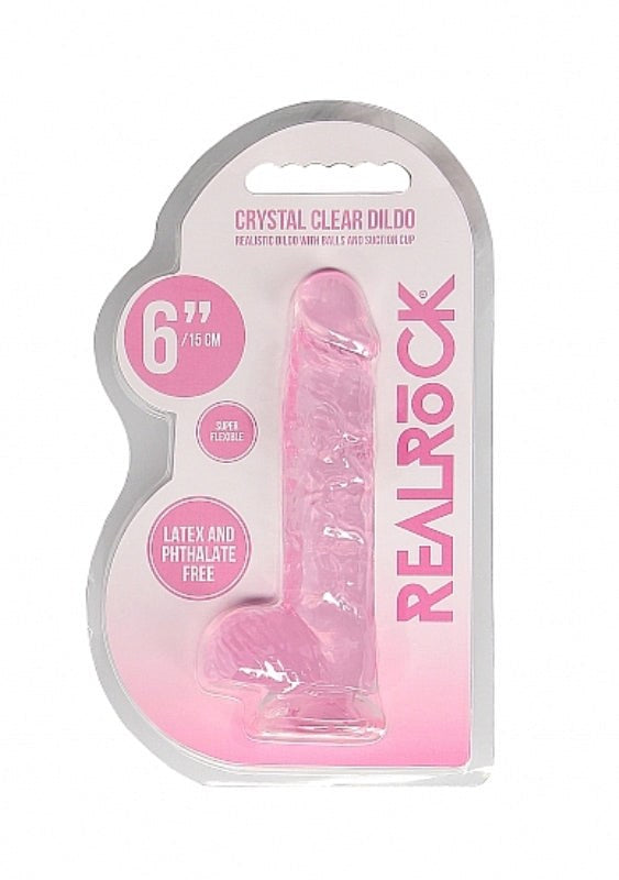 Realrock Crystal Clear Dildo with Balls 6 inch Non-Realistic Dildos