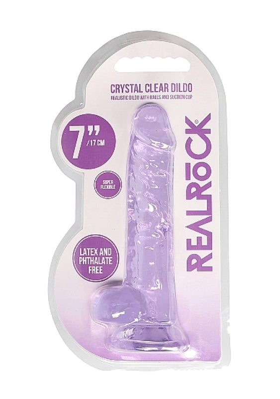 Realrock Crystal Clear Dildo with Balls 7 inch Realistic Dildos