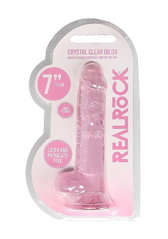 Realrock Crystal Clear Dildo with Balls 7 inch Realistic Dildos