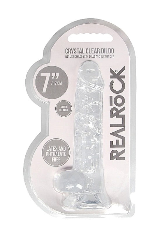 Realrock Crystal Clear Dildo with Balls 7 inch Realistic Dildos